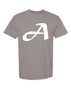 Alphabet A T-Shirt 9 inch calligraphy White ink, Grey