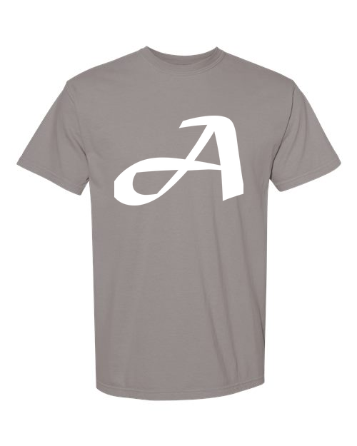 Alphabet A T-Shirt 9 inch calligraphy White ink, Grey