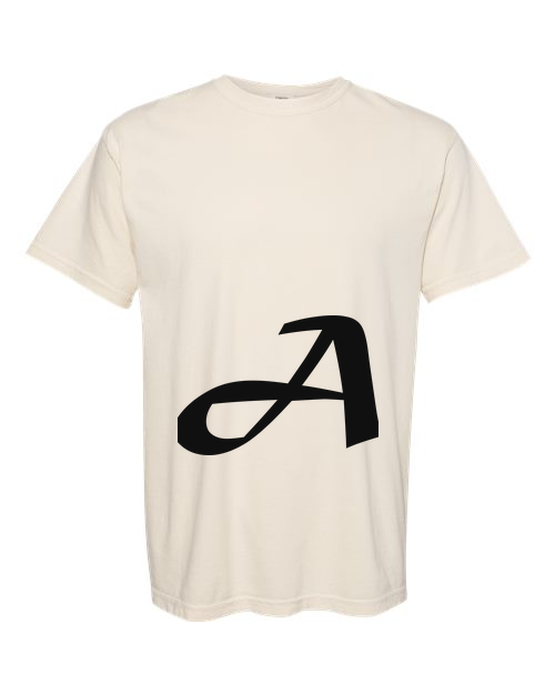 Alphabet A T-Shirt 9 inch calligraphy Black ink, Ivory