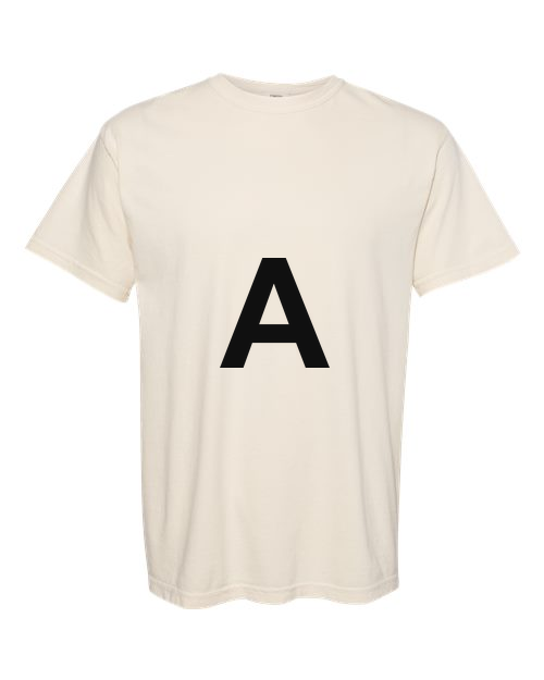 Alphabet A T-Shirt 9 inch letter A Black ink, Ivory