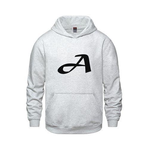 Alphabet A Hoodie 9 inch calligraphy Black ink, Ash