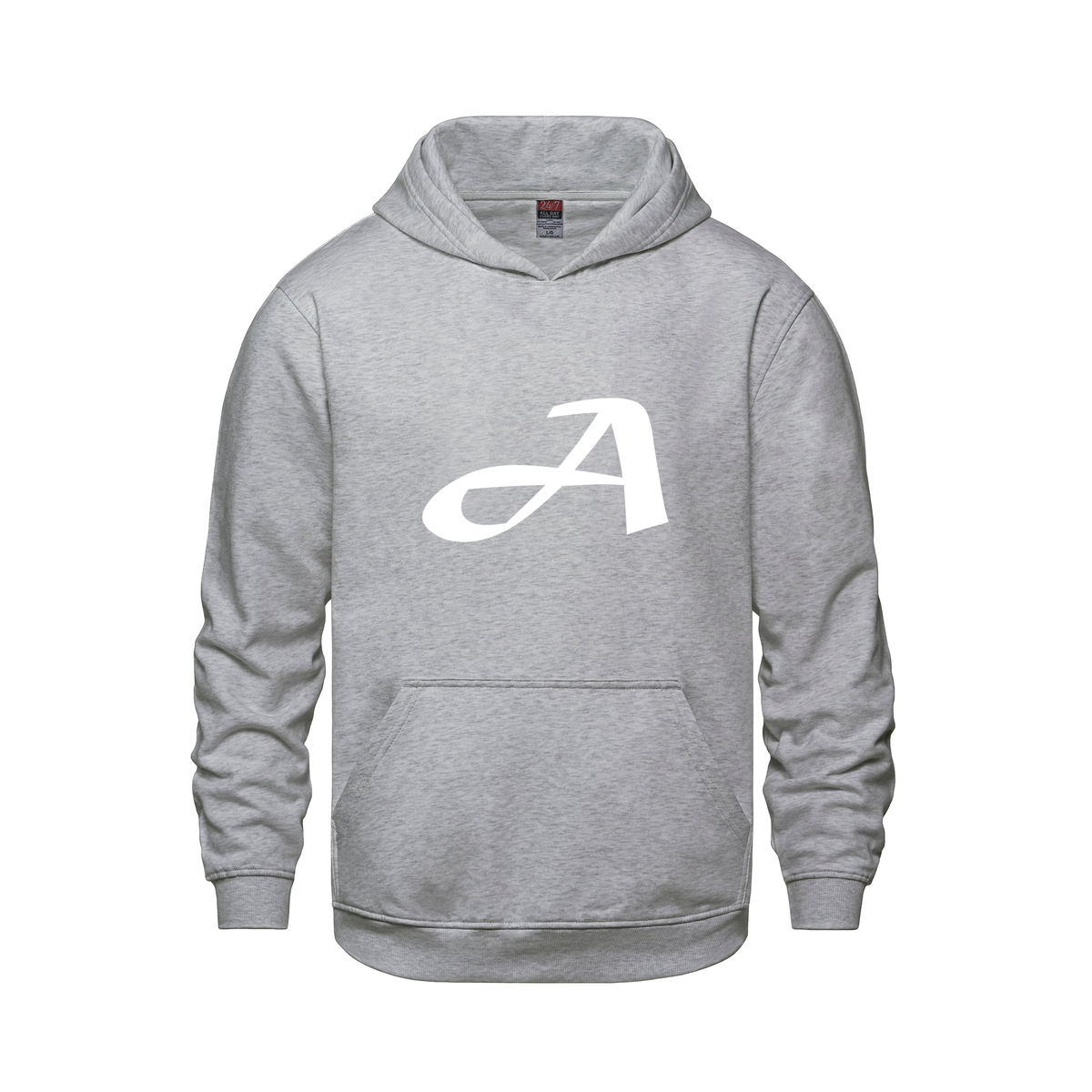 Alphabet A Hoodie 9 inch calligraphy White ink, Athletic Grey