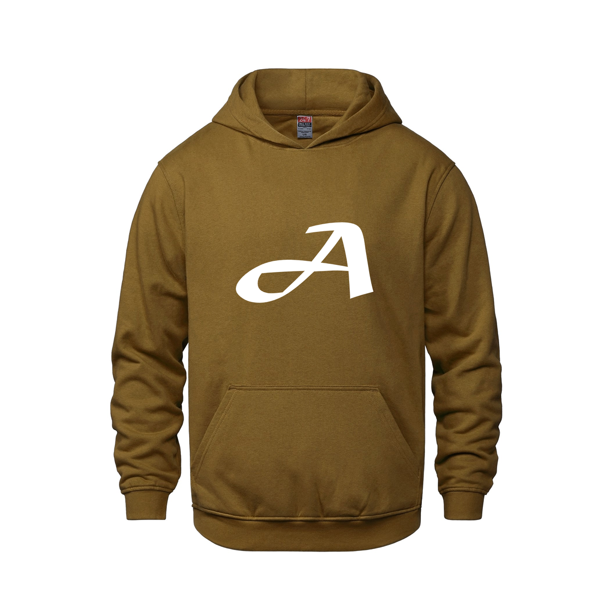 Alphabet A Hoodie 9 inch calligraphy White ink, Caramel