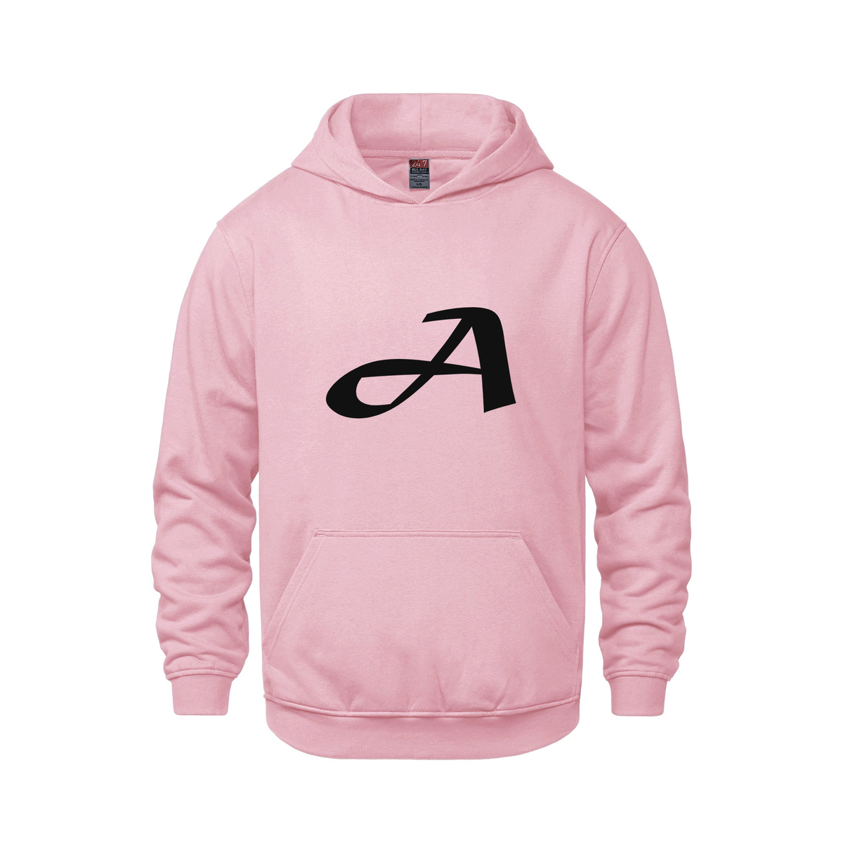 Alphabet A Hoodie 9 inch calligraphy Black ink, Pink
