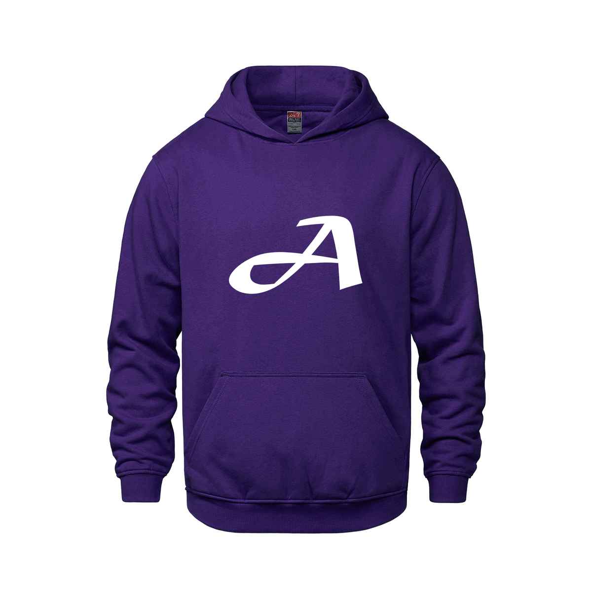 Alphabet A Hoodie 9 inch calligraphy White ink, Purple