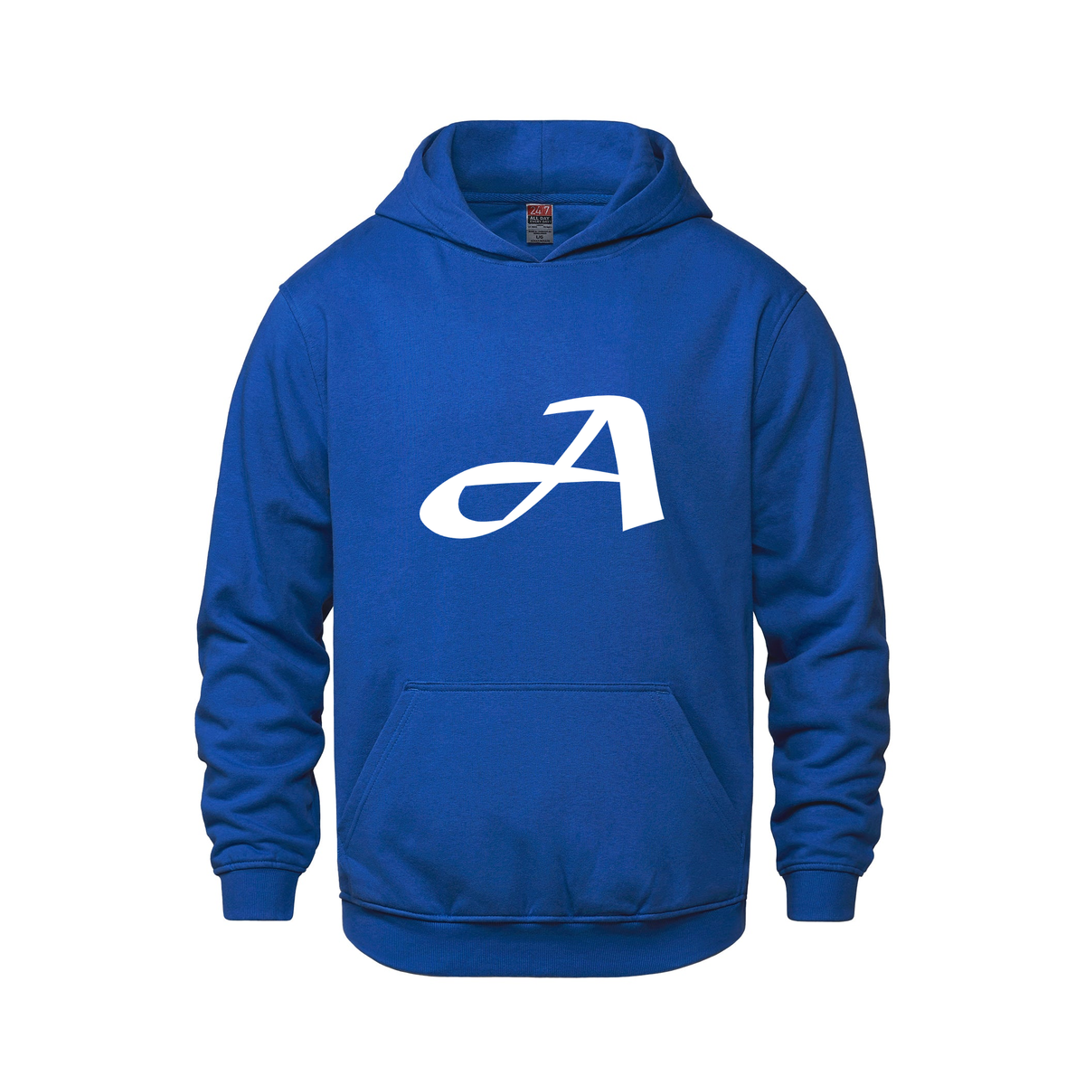 Alphabet A Hoodie 9 inch calligraphy White ink, Royal