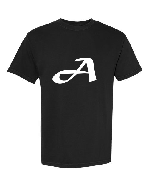 Alphabet A T-Shirt 9 inch calligraphy White ink, Black