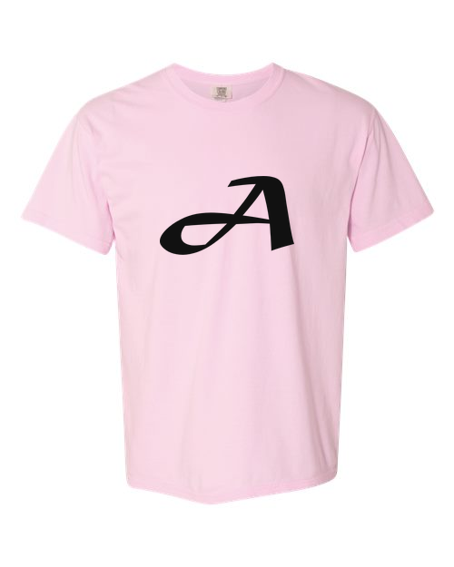 Alphabet A T-Shirt 9 inch calligraphy Black ink, Blossom