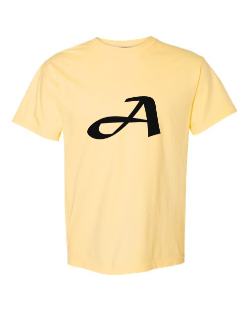 Alphabet A T-Shirt 9 inch calligraphy Black ink, Butter