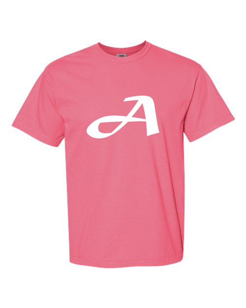 Alphabet A T-Shirt 9 inch calligraphy White ink, Crunchberry
