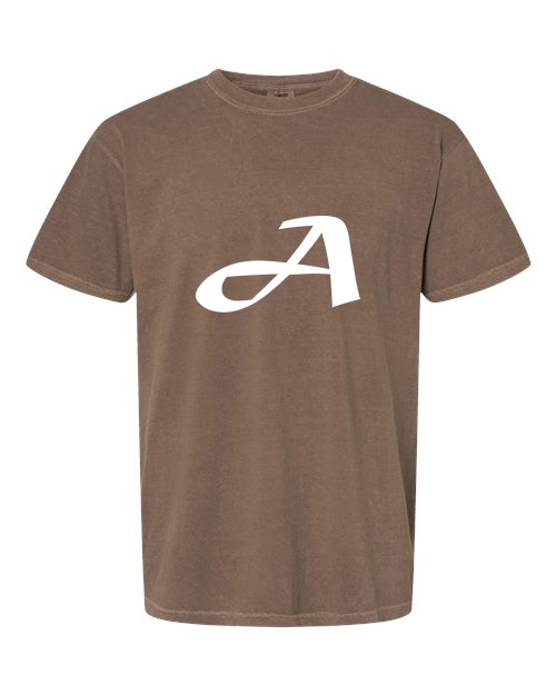 Alphabet A T-Shirt 9 inch calligraphy White ink, Espresso