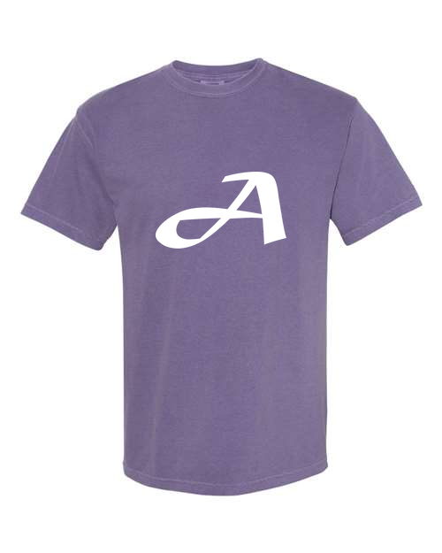 Alphabet A T-Shirt 9 inch calligraphy White ink, Grape