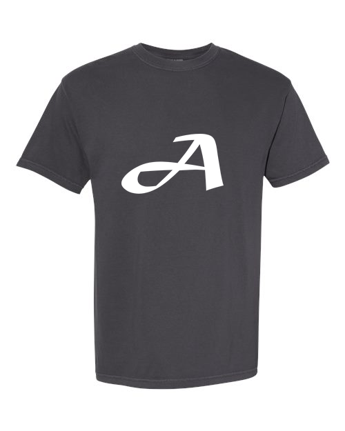 Alphabet A T-Shirt 9 inch calligraphy White ink, Graphite