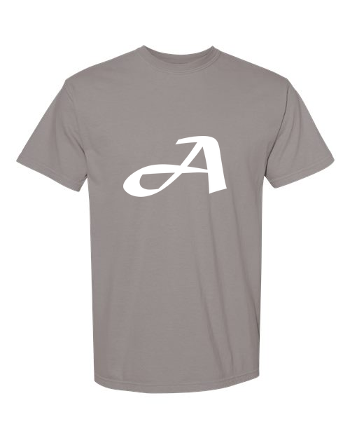 Alphabet A T-Shirt 9 inch calligraphy White ink, Grey