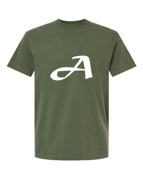 Alphabet A T-Shirt 9 inch calligraphy White ink, Hemp