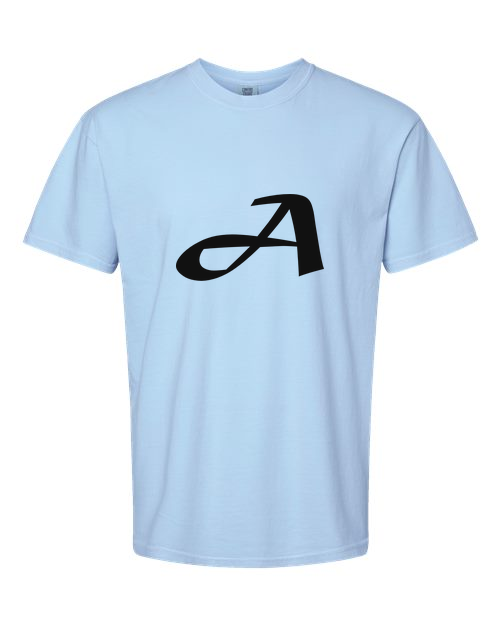 Alphabet A T-Shirt 9 inch calligraphy Black ink, Hydrangea