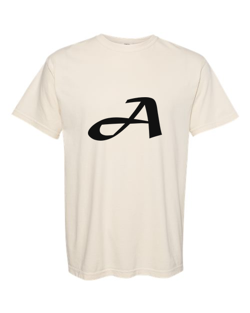 Alphabet A T-Shirt 9 inch calligraphy Black ink, Ivory