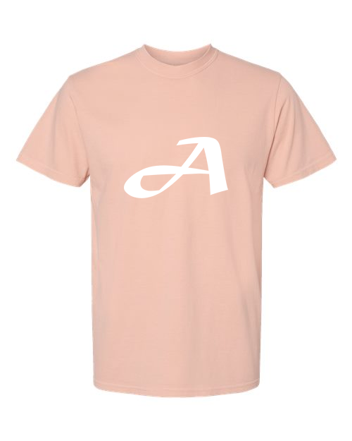 Alphabet A T-Shirt 9 inch calligraphy White ink, Peachy