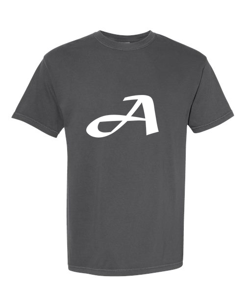 Alphabet A T-Shirt 9 inch calligraphy White ink, Pepper