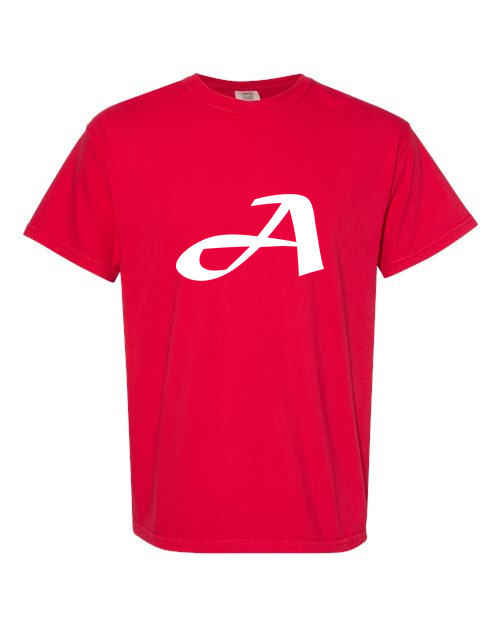 Alphabet A T-Shirt 9 inch calligraphy White ink, Red