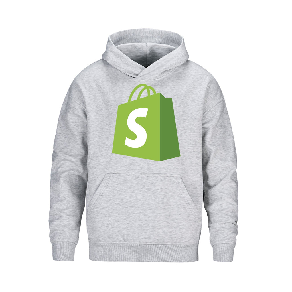 L00580 Forge heavy pullover hoodie — Ash with Shopify logo preview