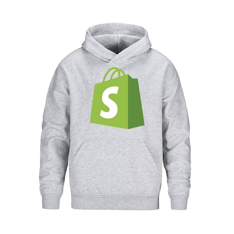 L00580 Forge heavy pullover hoodie — Ash with Shopify logo preview