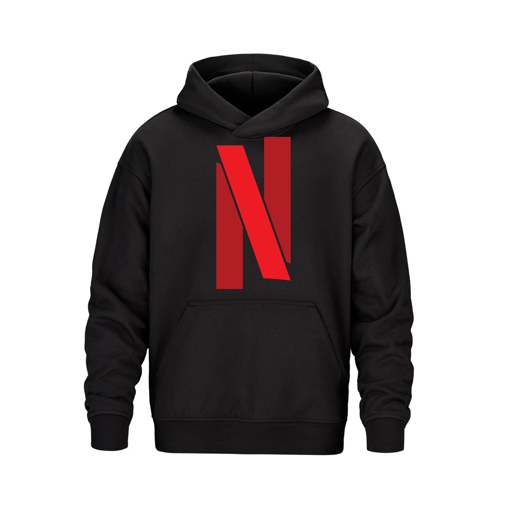 L00580 Forge heavy pullover hoodie — Black with Netflix logo preview