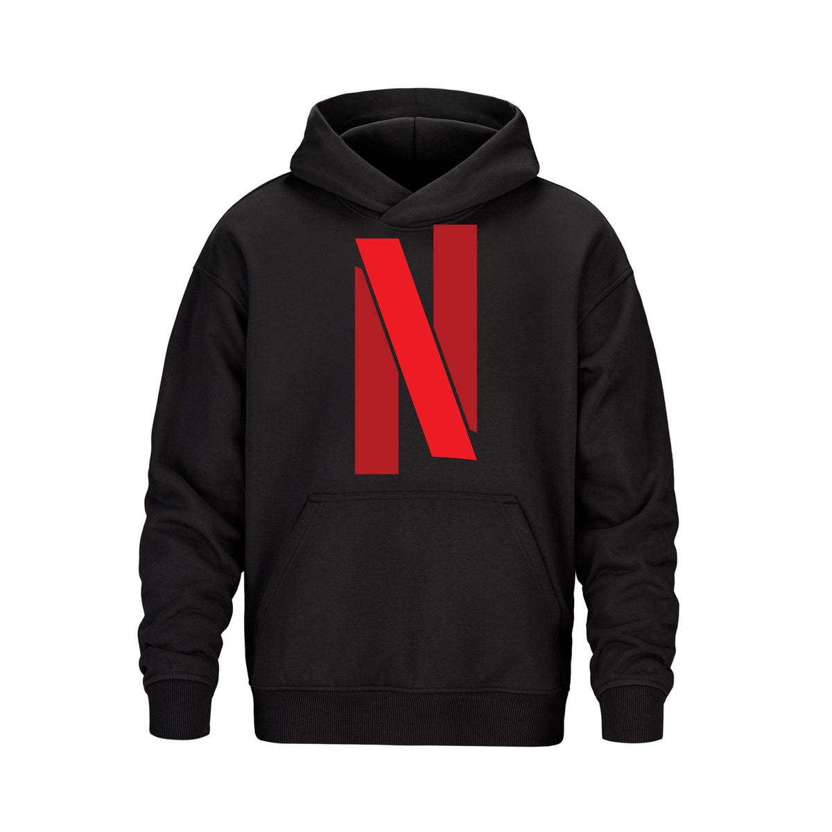 L00580 Forge heavy pullover hoodie — Black with Netflix logo preview