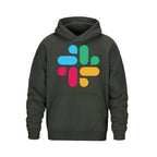 L00580 Forge heavy pullover hoodie — Military Green with Slack logo preview