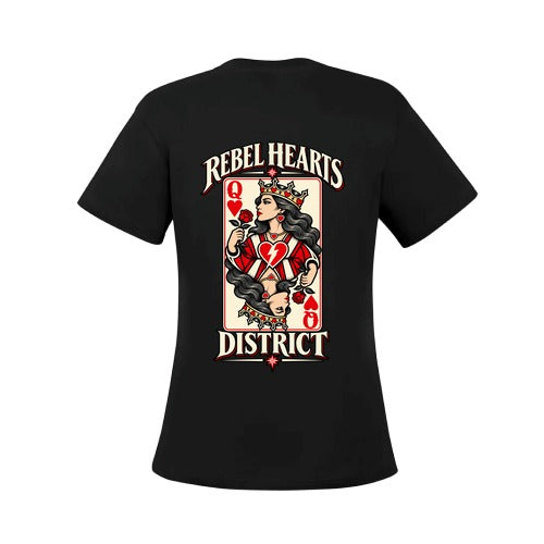 Rebel Hearts District Women's T-Shirt — Queen of Hearts back