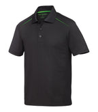 Coal Harbour S4002, Snag Resistant Contrast Inset Polo, Black/Lime