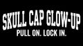 Skull Cap Glow-Up meme tee — SKULL CAP GLOW-UP / PULL ON. LOCK IN. in white distressed text on black