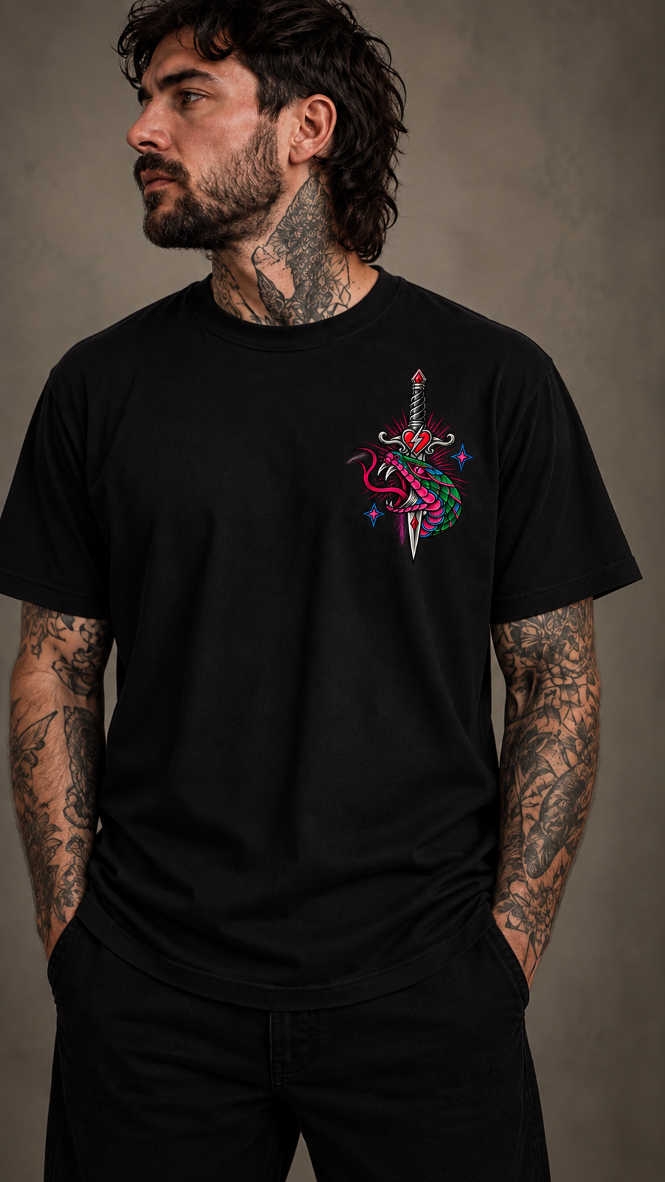 Snake tee — model mockup