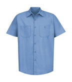 Red Kap SP24, Industrial Short Sleeve Work Shirt, Light Blue