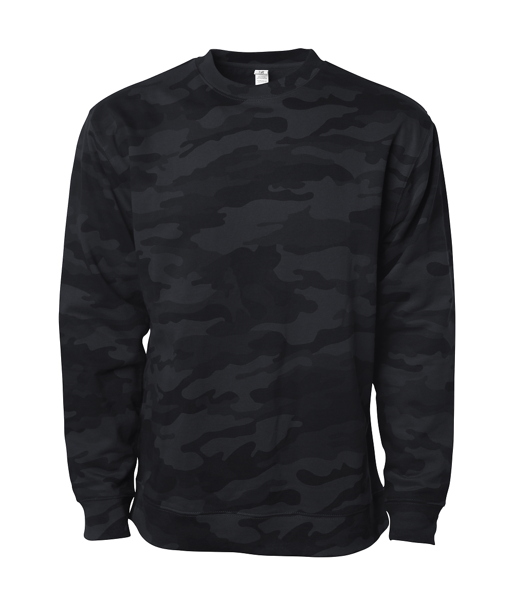 INDEPENDENT SS3000, Midweight Crewneck Sweatshirt, Black Camo