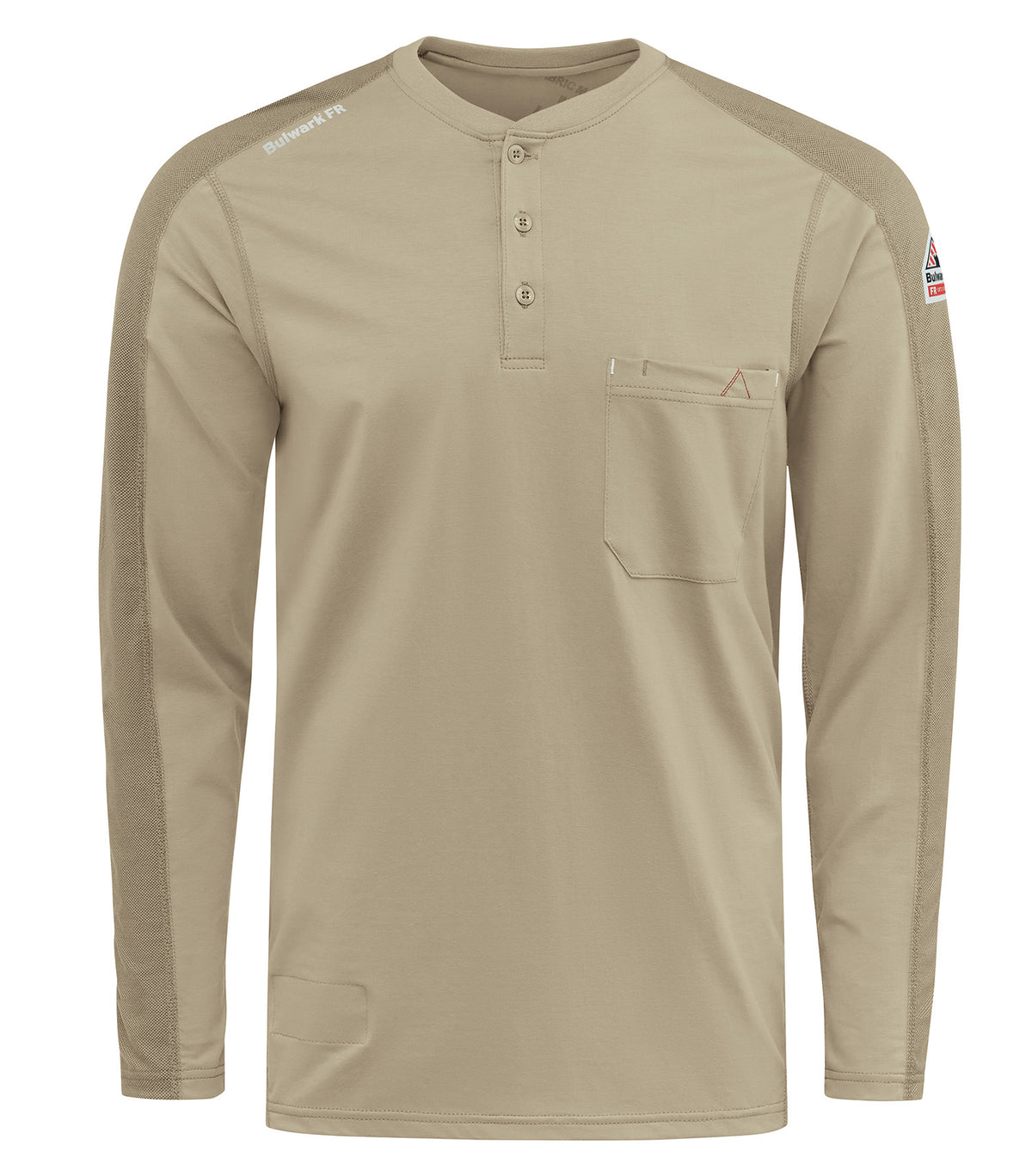 Bulwark FR STL2, Men’s Flex Knit Henley. Special Order - Xpress Feature Item, Khaki