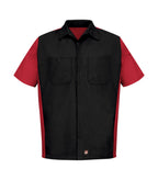 Red Kap SY20, Short Sleeve Woven Crew Shirt, Black/Red