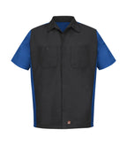 Red Kap SY20, Short Sleeve Woven Crew Shirt, Charcoal/Royal Blue