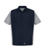 Red Kap SY20, Short Sleeve Woven Crew Shirt, Navy/Grey