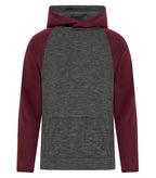 ATC Y2047, Dynamic Heather Fleece Two Tone Youth Hoodie, Charcoal Dynamic/Maroon