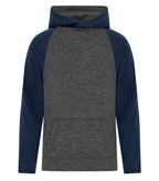 ATC Y2047, Dynamic Heather Fleece Two Tone Youth Hoodie, Charcoal Dynamic/True Navy