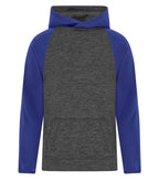 ATC Y2047, Dynamic Heather Fleece Two Tone Youth Hoodie, Charcoal Dynamic/True Royal