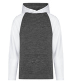 ATC Y2047, Dynamic Heather Fleece Two Tone Youth Hoodie, Charcoal Dynamic/White